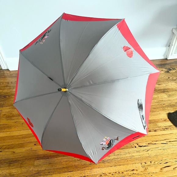 Vintage MOSCHINO Olive Oyl Grey & Red Umbrella ~ Made in Italy - Picture 9 of 12
